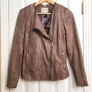 Soia & Kyo Womens Genuine Lambskin Leather Asymmetrical Zip Up Jacket Size XS
